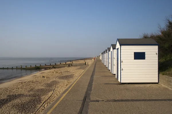 Blue and White Beach Huts, Southwold, Suffolk, Inghilterra — Foto Stock