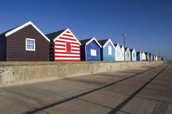 在索思沃尔德、 萨福克、 英国海滩小屋 — 图库照片