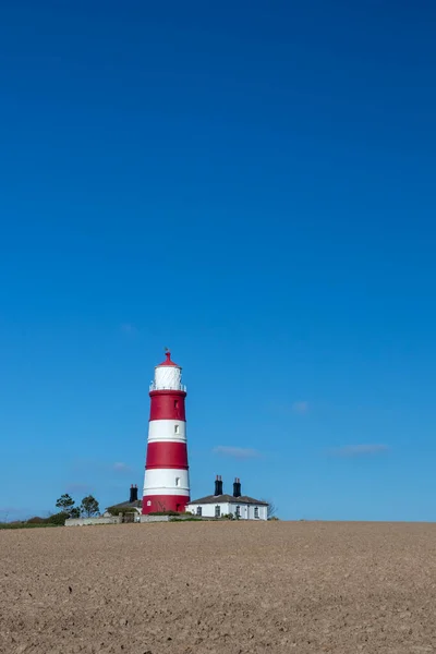 Phare Rouge Blanc Happisburgh Sur Côte Nord Norfolk Angleterre Royaume — Photo