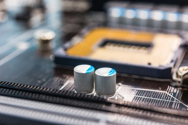 System Board Computer Chip Sockets Close View — Stock Photo, Image