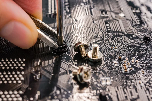 Reparatie Computeronderdelen Met Tools Close — Stockfoto