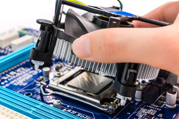 Installing CPU cooler — Stock Photo, Image