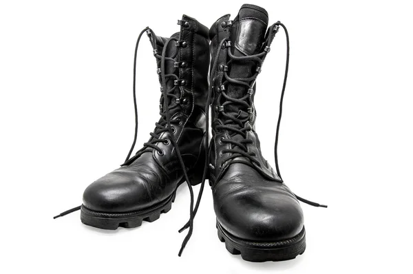Zwarte leger schoenen — Stockfoto