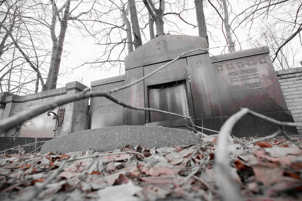 Old Tombstones Mysterious Cemetery — Fotografia de Stock