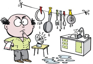 vektör karikatür mutfakta kafası koca.