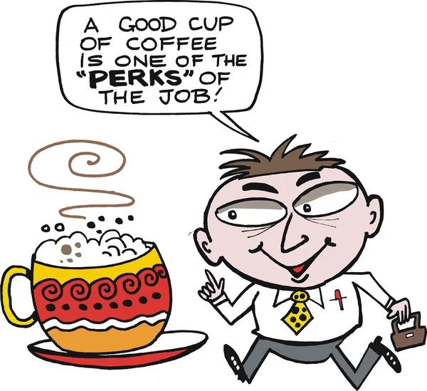 büyük bardak kahve ile bir adam vektör karikatür