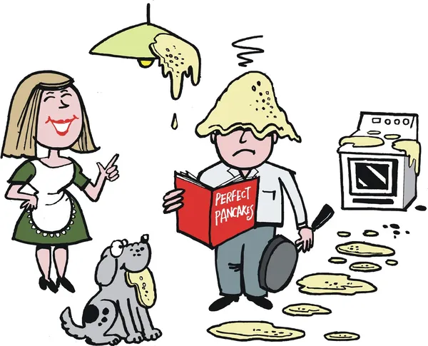 調理を学ぶ人間の漫画. — ストックベクタ