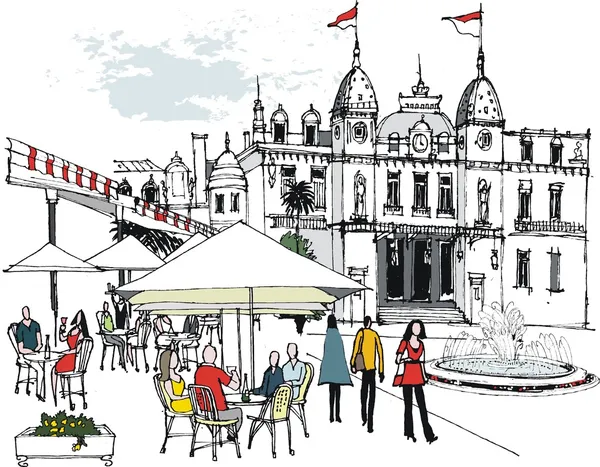vektör çizim gösteren diners monte carlo casino yakınındaki açık Restaurant.
