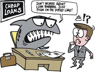 Tefeci ofis masasında oturan vektör karikatür