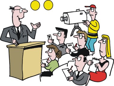vektör karikatür bir televizyon haber konferans veren adam