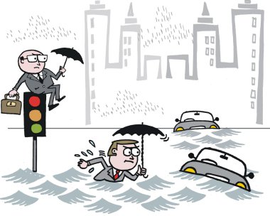vektör cartoon city sel içinde telli commuters of