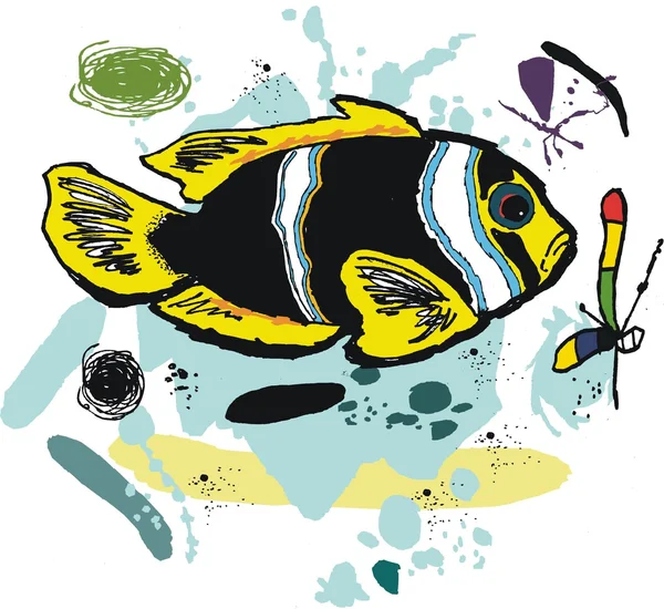 Illustration vectorielle des poissons anémones tropicaux — Image vectorielle
