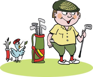 golfçü vektör çizgi film kulüpleri bir çanta