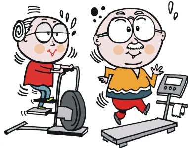 dedesi egzersiz makineleri kullanarak vektör karikatür
