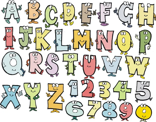 Karikatür alfabesi karakterleri vektör — Stok Vektör