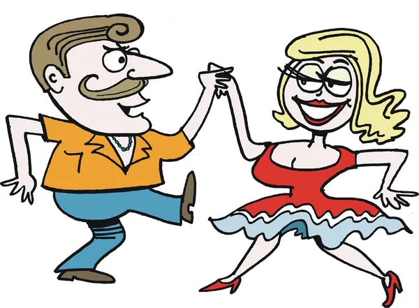 ベクトル漫画のカップルのロックン ロールのダンス — ストックベクタ