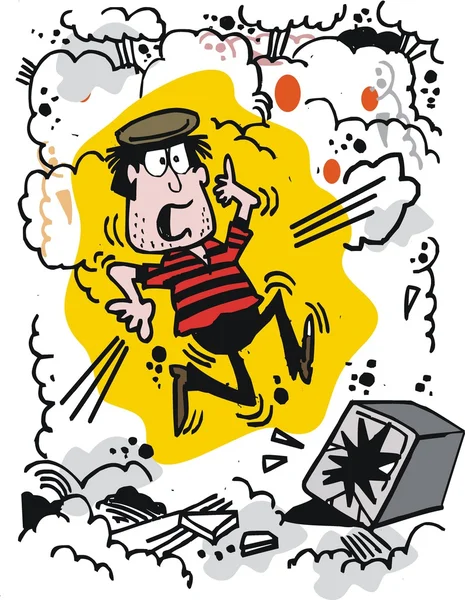 爆発安全を開くを使用して泥棒のベクトルの漫画 — ストックベクタ