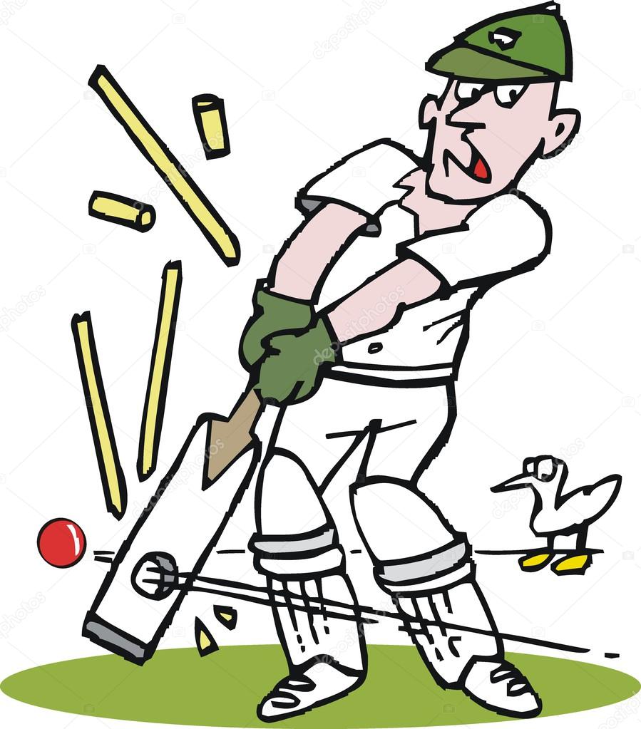 Vector cartoon of cricketer being bowled by fast ball. Stock Vector Image  by ©click60 #25959291