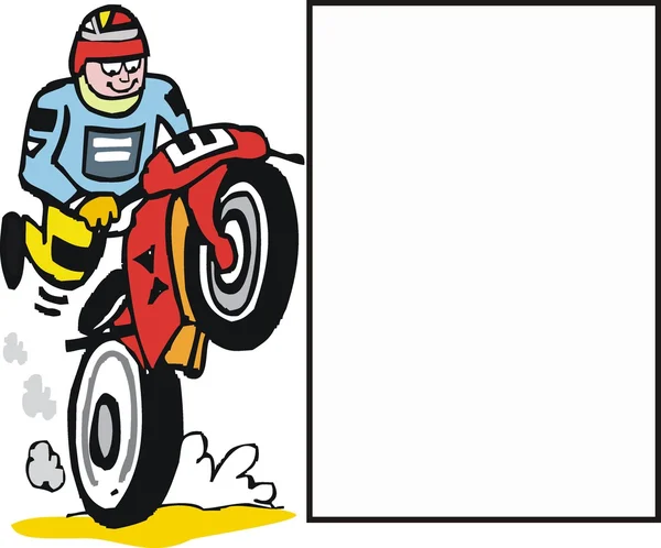 Vektor rajzfilm ember lovaglás motorkerékpár — Stock Vector