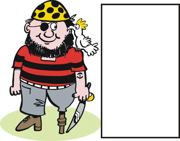 Cartone animato vettoriale di pirata sorridente con spada — Vettoriale Stock