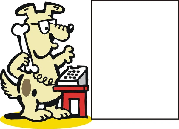 Cartone animato vettoriale di cane con telefono . — Vettoriale Stock