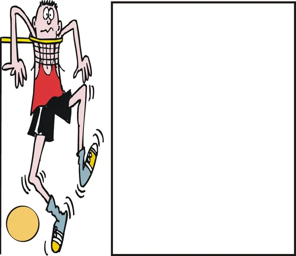 Vektor-Karikatur eines Basketballspielers mit Ball und Netz. — Stockvektor