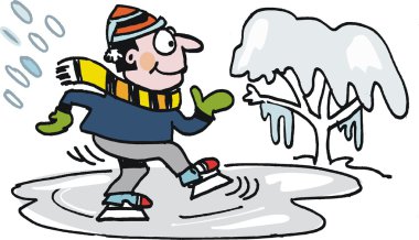 gölet üzerinde mutlu skater vektör karikatür
