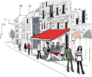 vektör çizim Cafe cadde sahne Stockholm, İsveç