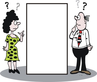 vektör karikatür erkek ve kadın şaşkın bakıyor.