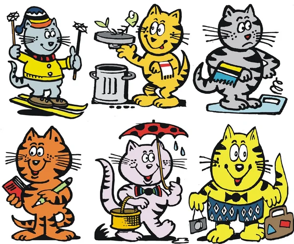 Cartoon urval av leende katter — Stock vektor