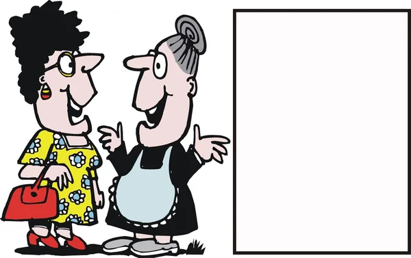 Vector cartoon of two old ladies gossiping. — Stock Vector