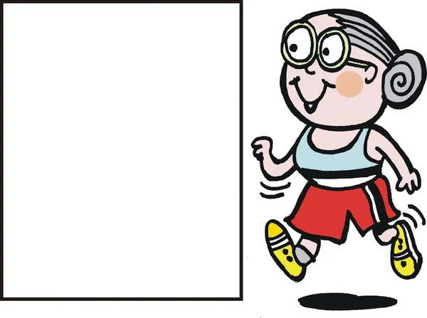 Vektor-Karikatur der aktiven Großmutter beim Joggen — Stockvektor