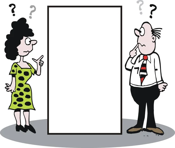 Vektorové karikatura muže a ženy zmateně. — Stockový vektor