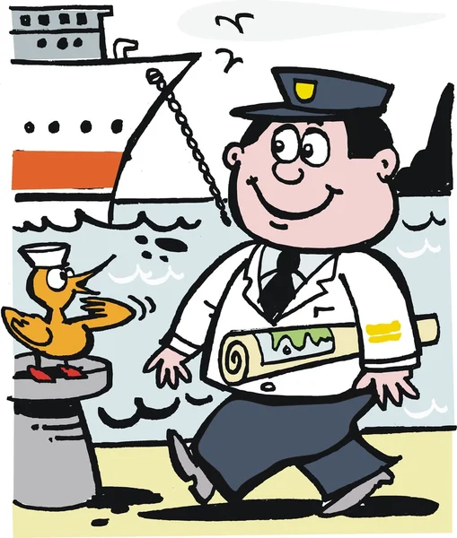 Vector cartoon van lachende sea captain — Stockvector