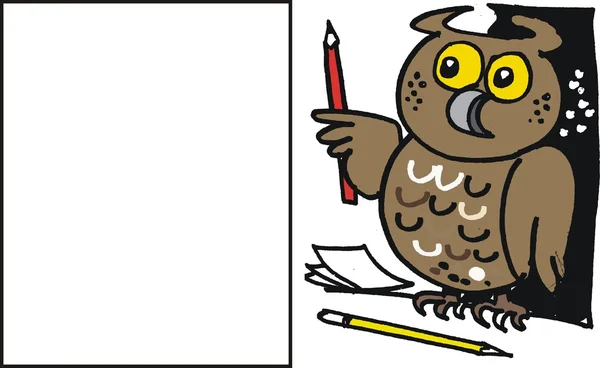 賢明なフクロウ ベクトル漫画 — ストックベクタ