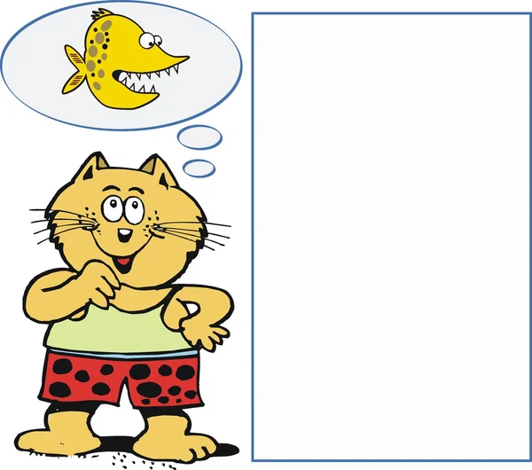 Caricature vectorielle de chat affamé rêvant de poisson — Image vectorielle