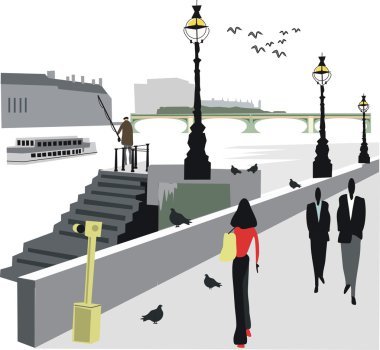 london city set yürüyen vektör çizim.