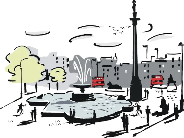 Ilustracja wektorowa z trafalgar square, Londyn, Anglia. — Wektor stockowy