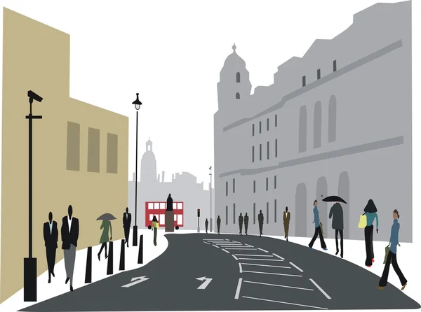 Ilustrace městských pracovníků ve Whitehallu, Londýn, Anglie. — Stockový vektor