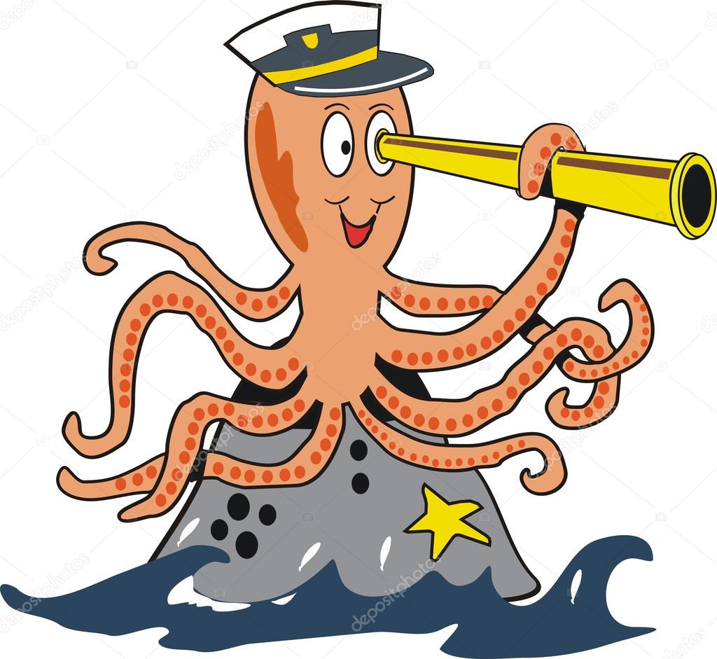 笑みを浮かべてタコの Oceanc の岩の上の望遠鏡の漫画 ストックベクター C Click60 笑みを浮かべてタコの Oceanc の岩の上の望遠鏡の漫画 ストックベクター C Click60