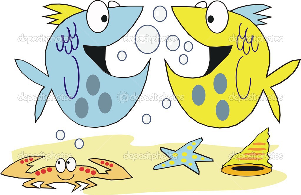 Funny Underwater Cartoon With Fish Crab And Shell Stock Vector Image By C Click60