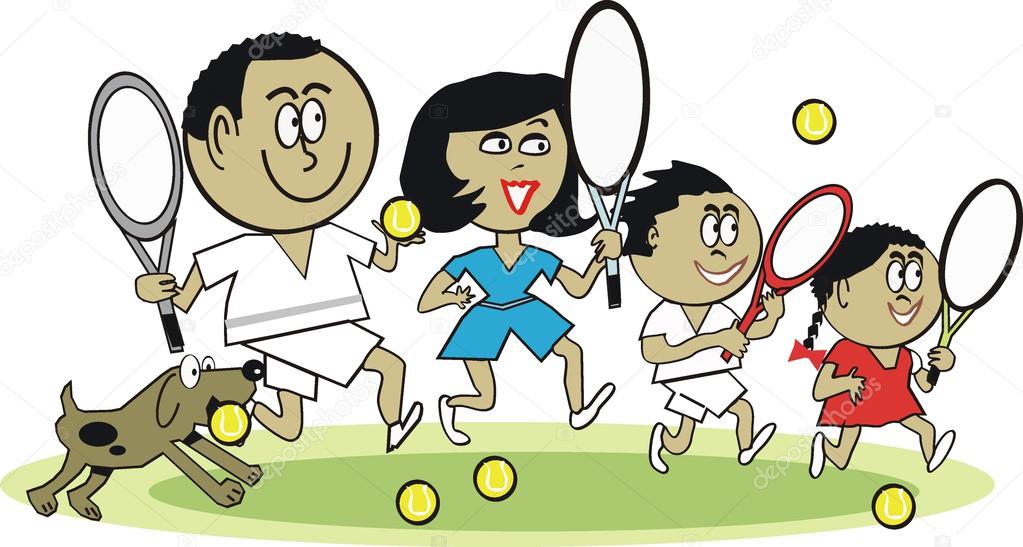 Vector Cartoon Of Asian Family Playing Tennis Vector Image By C Click60 Vector Stock 26640329