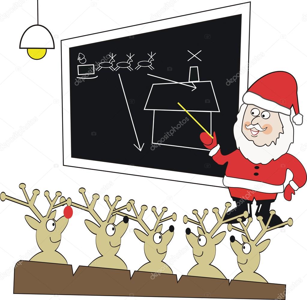 Download Vector cartoon of Santa Claus teaching reindeer in ...