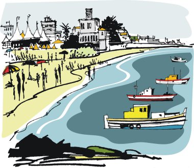 estoril, Portekiz kumsalda vektör çizim