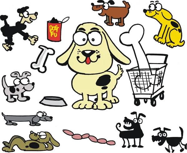 Vektor-Karikatur lustiger Hunde. — Stockvektor