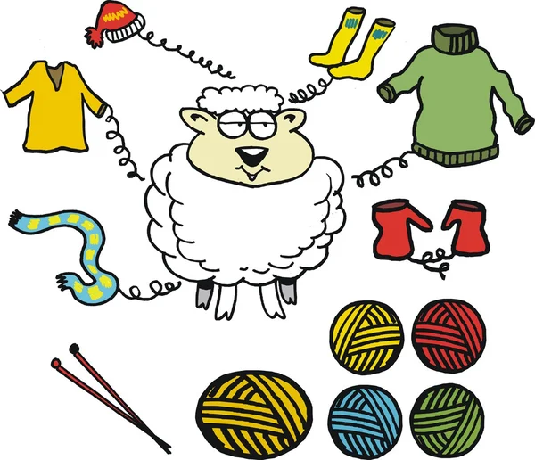 Vector cartoon illustration of sheep — Stock Vector