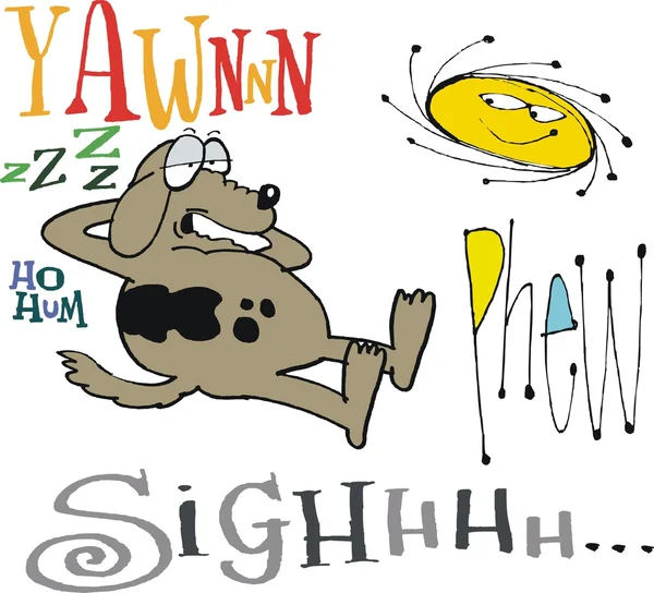 Desenho animado vetorial de banho de sol cão preguiçoso —  Vetores de Stock