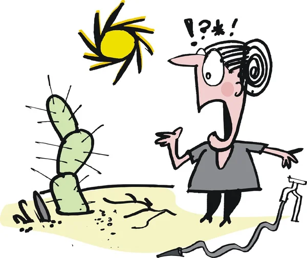 Frau und Kaktus — Stockvektor