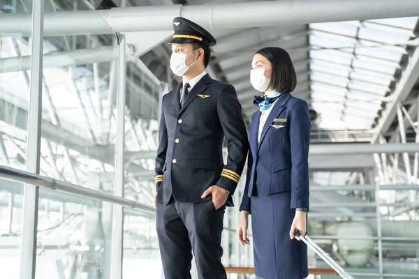 Commercial Cabin Crew Air Hostess Pilot Occupation Concepts Asian Airliner — Stock fotografie