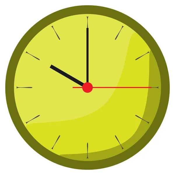 Reloj amarillo verde que viene pronto — Archivo Imágenes Vectoriales